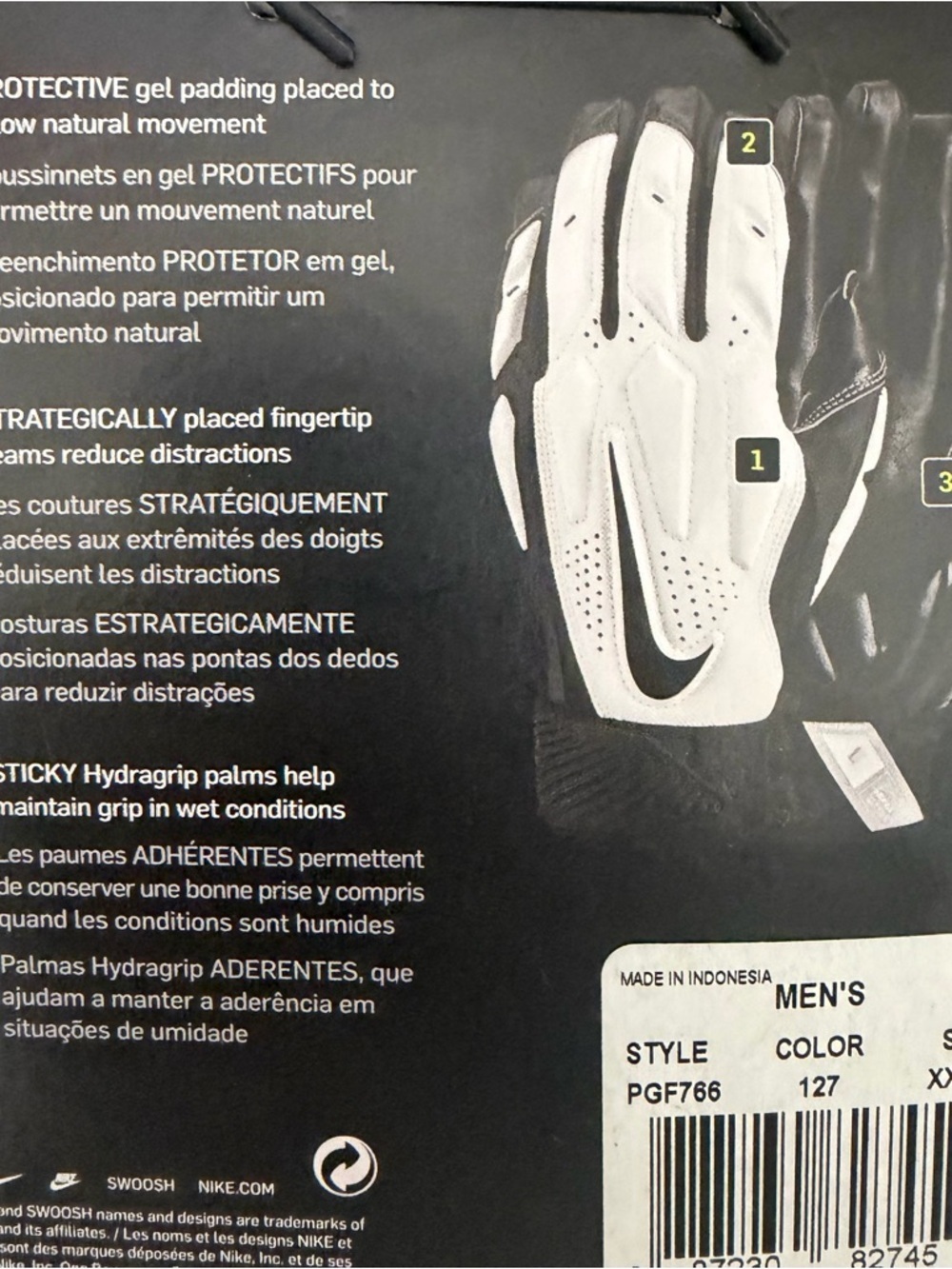 Nike D-Tackle 6.0 NFL Lineman White Black Football Gloves Men's Sz PGF766 4XL - Picture 3 of 4